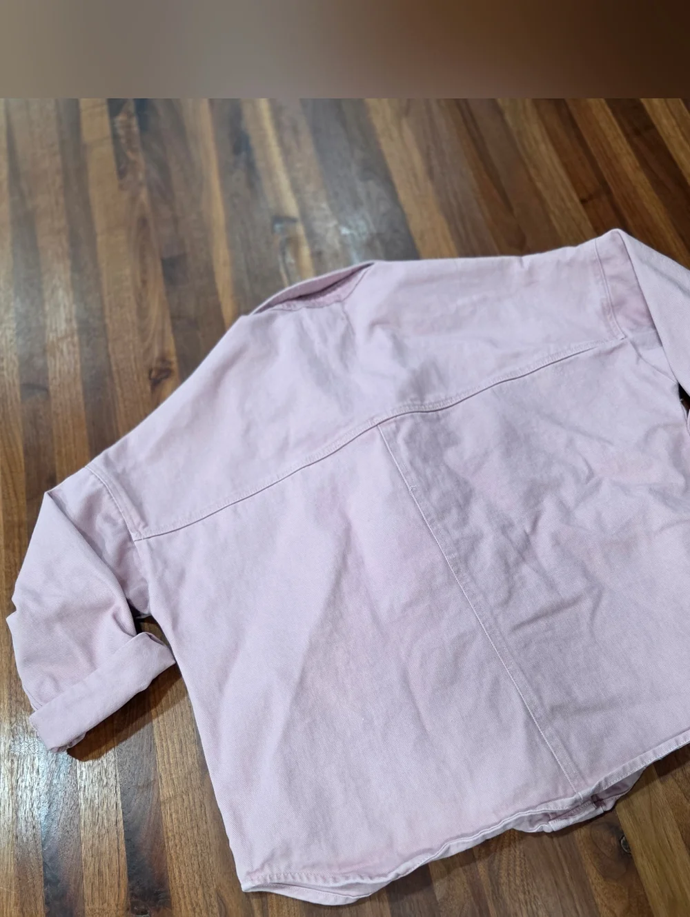 Stoosh Womens Cropped Jacket Pink Button Front Utility Shacket Short Sleeve Boxy